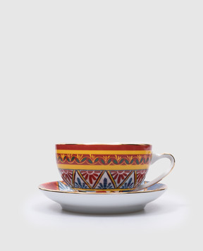 Dolce&Gabbana Фарфоровый набор для чая из чашки и блюдца с брендированным принтом Carretto TC0102TCA24