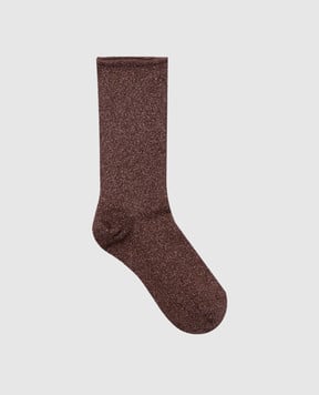 Brunello Cucinelli Коричневі шкарпетки з кашеміром та шовком M41945019P