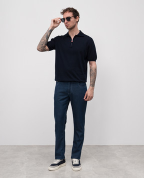 Cashmere&Whiskey Синие брюки OSTUNI с патчем логотипа C771OSTUNI