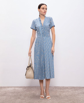Ermanno Scervino Блакитна сукня міді із шовку в квітковий принт D462Q359OYQ
