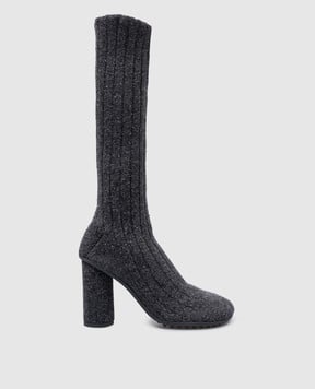 Bottega Veneta Серые сапоги Atomic Boot с шелком и шерстью 775456V3V00