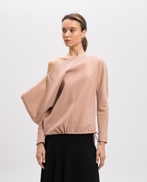 Tom Ford Бежева блуза з вовни з фігурним вирізом TS1629