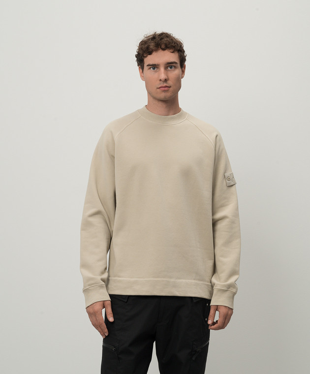Stone Island Бежевый свитшот с патчем логотипа 8115629F7 изображение 3