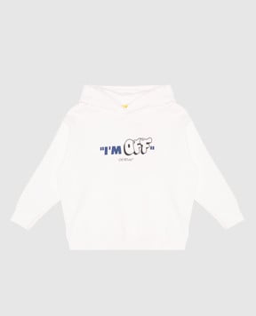 Off-White Дитяче біле худі з брендовим принтом OBBB001S25FLE003