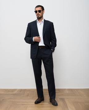 Canali Синий костюм из шерсти в клетку BR058061228019