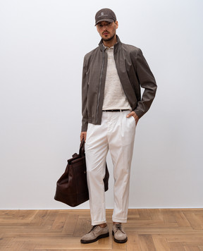 Brunello Cucinelli Бежевое меланжевое поло с льном M2L00315