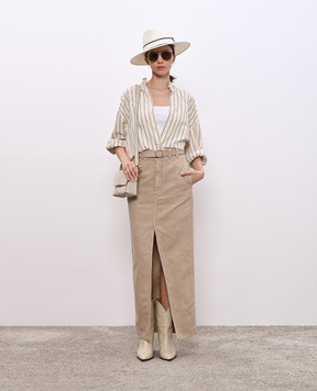 Brunello Cucinelli Білий топ в рубчик з ланцюжком моніль ML171HE200