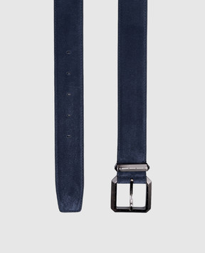 Stefano Ricci Синій замшевий ремінь з гравіюванням логотипа N381SDA566U