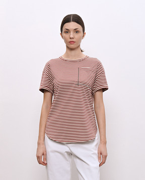 Brunello Cucinelli Бордова футболка в смужку ML929HA820