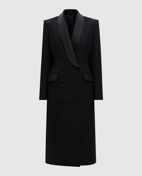 WARDROBE.NYC Чорне двобортне пальто з вовни та шовку W5084F24WO