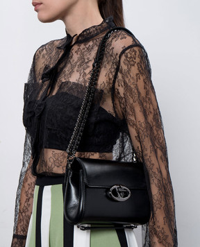 Valentino Чорна шкіряна сумка Vlogo 5W0B0Q64IAP