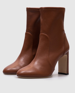 Stuart Weitzman Коричневые кожаные ботильоны Babette SL544