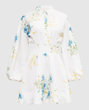 byTimo Белое платье с леном в цветочный принт. 2420541
