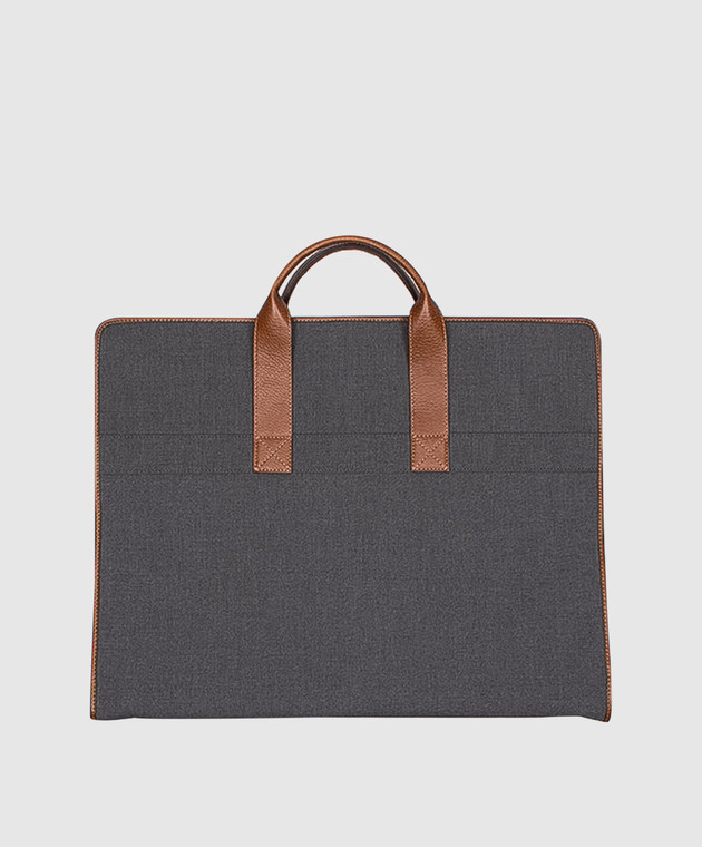 Brunello Cucinelli Серый кофр с кожаными вставками с логотипом MWN4ZU390 изображение 3