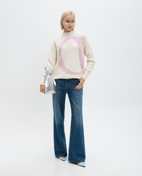 Off-White Бежевий светр з вовни з логотипом OW OWHE102F24KNI001