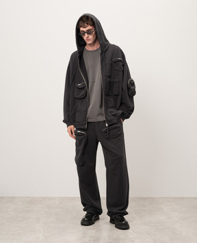Maison Margiela MM6 Сіра спортивна куртка з принтом логотипа SH0HG0003M25003