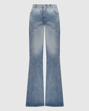 Balmain Блакитні джинси кльош з ефектом потертості FF1MJ116DF79