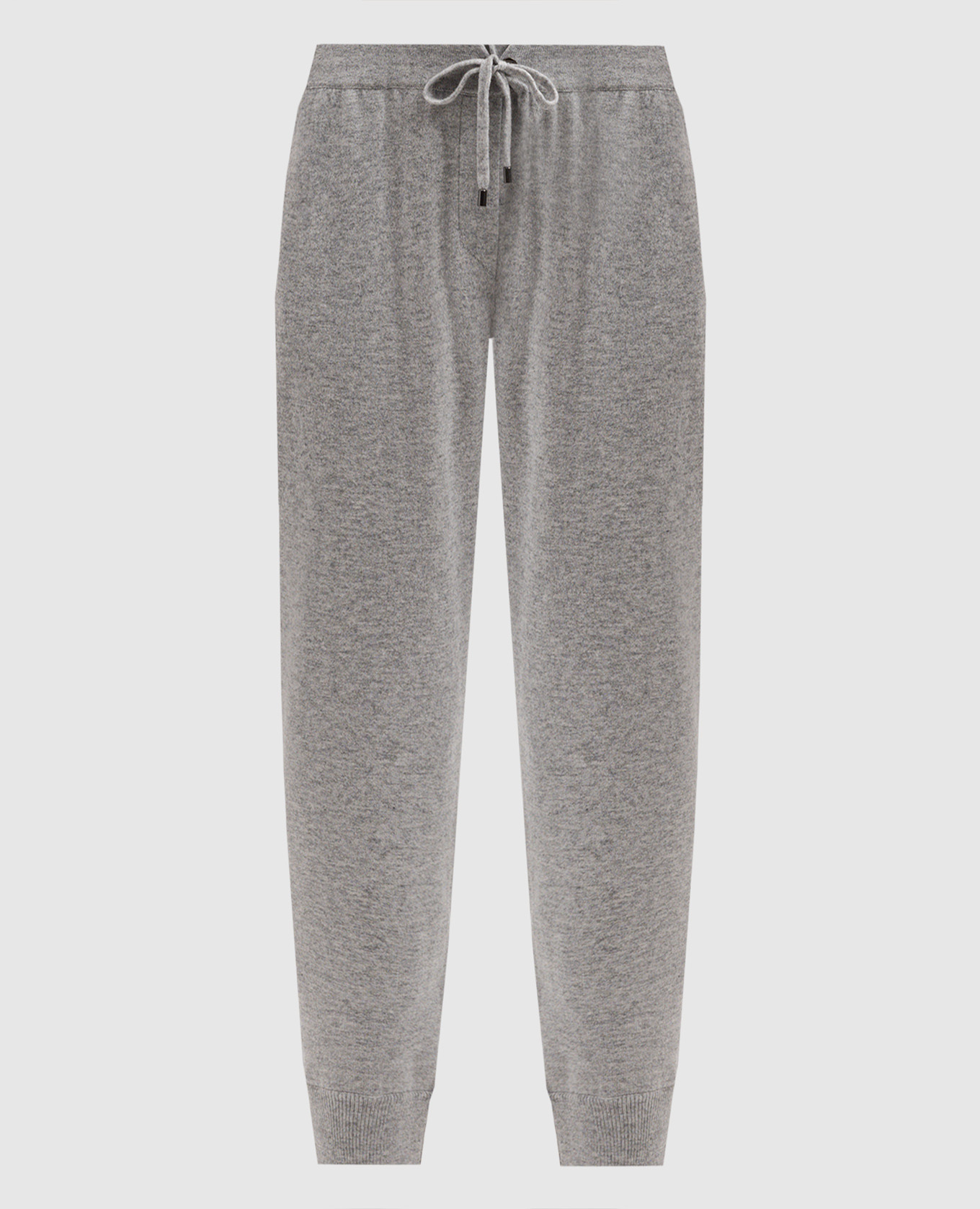 Gray cashmere joggers with monil chain