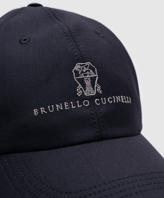 Brunello Cucinelli Голубая кепка из шерсти с вышивкой эмблемы с логотипом MB4079850 изображение 4