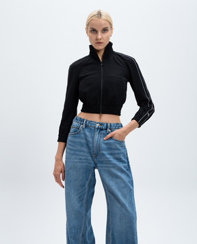 Alexander Wang Чорна укорочена спортивна куртка з контрастною тасьмою 4CC3242091