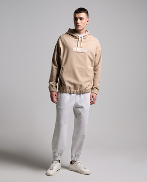 Brunello Cucinelli Бежево худи с принтом MW8369028G