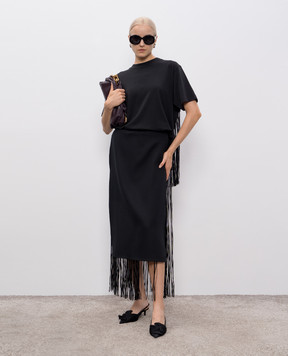 Max Mara Sportmax Чорна футболка TEATINO з бахромою TEATINO