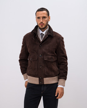 Brunello Cucinelli Коричневая дубленка с кашеміром MPMLV1952