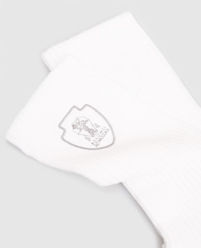 Brunello Cucinelli Белые носки с вышивкой эмблемы MCS95585T