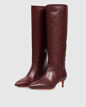 Santoni Бордові шкіряні чоботи WSLQ71756HI2NHPE