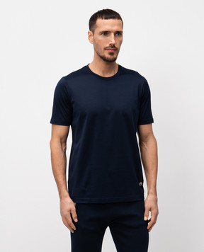 Bertolo Cashmere Синяя футболка прямого кроя с эмблемой 000252001912
