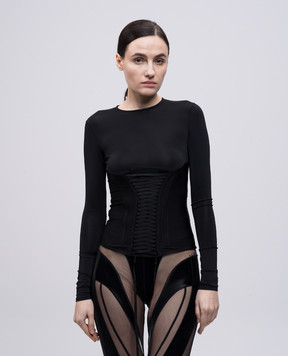 Thierry Mugler Чорний топ зі шнурівкою 25P3TO07706005