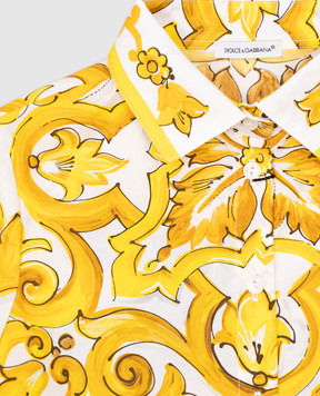 Dolce&Gabbana Дитяча біла укорочена блуза з принтом майоліка L54S05G7KXP