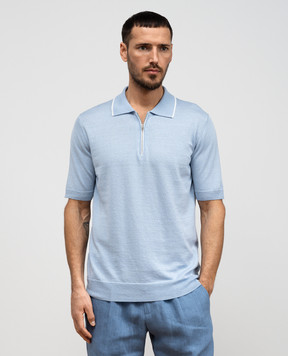 Cashmere&Whiskey Голубое поло из льна MU9952318455R