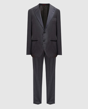 Brunello Cucinelli Серый костюм из шерсти и шелка MF460AS21B