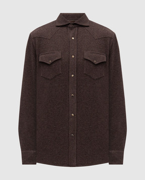 Brunello Cucinelli Коричнева сорочка з кашеміром MM840KC01