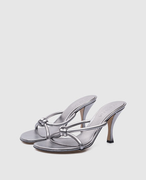 Bottega Veneta Серебристые кожаные мюли 775418V3P70