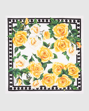 Dolce&Gabbana Белый платок из шелка в цветочный принт Розы. FN092RGDAWX