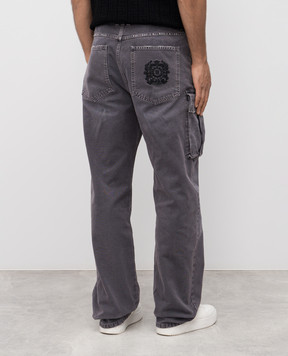 Balmain Сірі джинси карго з логотипом FH1ML136DF77