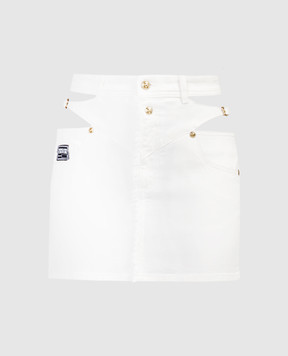 Versace Jeans Couture Белая джинсовая юбка с логотипом в стиле барокко 76HAE58AEW015SW0