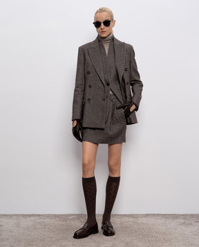 Brunello Cucinelli Коричневый жилет с шерстью и льном с люрексом MG5277501P