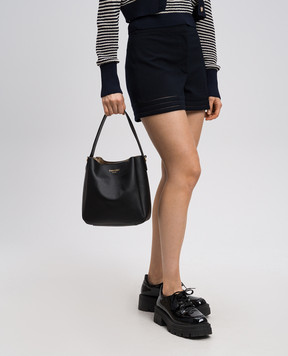 Twinset Черная кожаная сумка Forever с логотипом 251TD8332