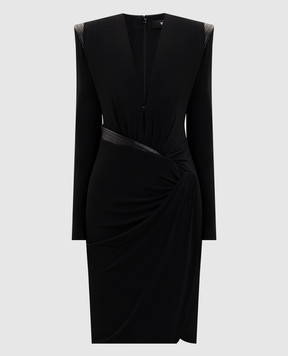 Versace Черное платье с кожаными вставками 10216231A14475