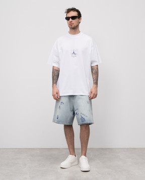 Vetements Белая футболка с принтом Paris UA66TR705Wm