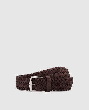 Loro Piana Коричневый замшевый плетеный пояс FAL6258