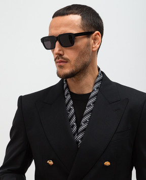 Dolce&Gabbana Черный шарф из шелка в логотип шаблон GQ369EG0WTH