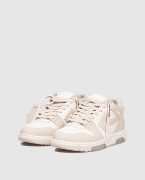 Off-White Бежеві шкіряні кросівки Out Of Office M189C9L007