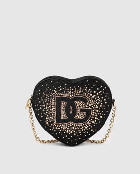 Dolce&Gabbana Детская черная сумка кросс-боди DG Girlie Heart с кристаллами EB0260AB002
