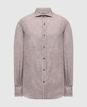 Brunello Cucinelli Коричневая рубашка из льна MM6840028