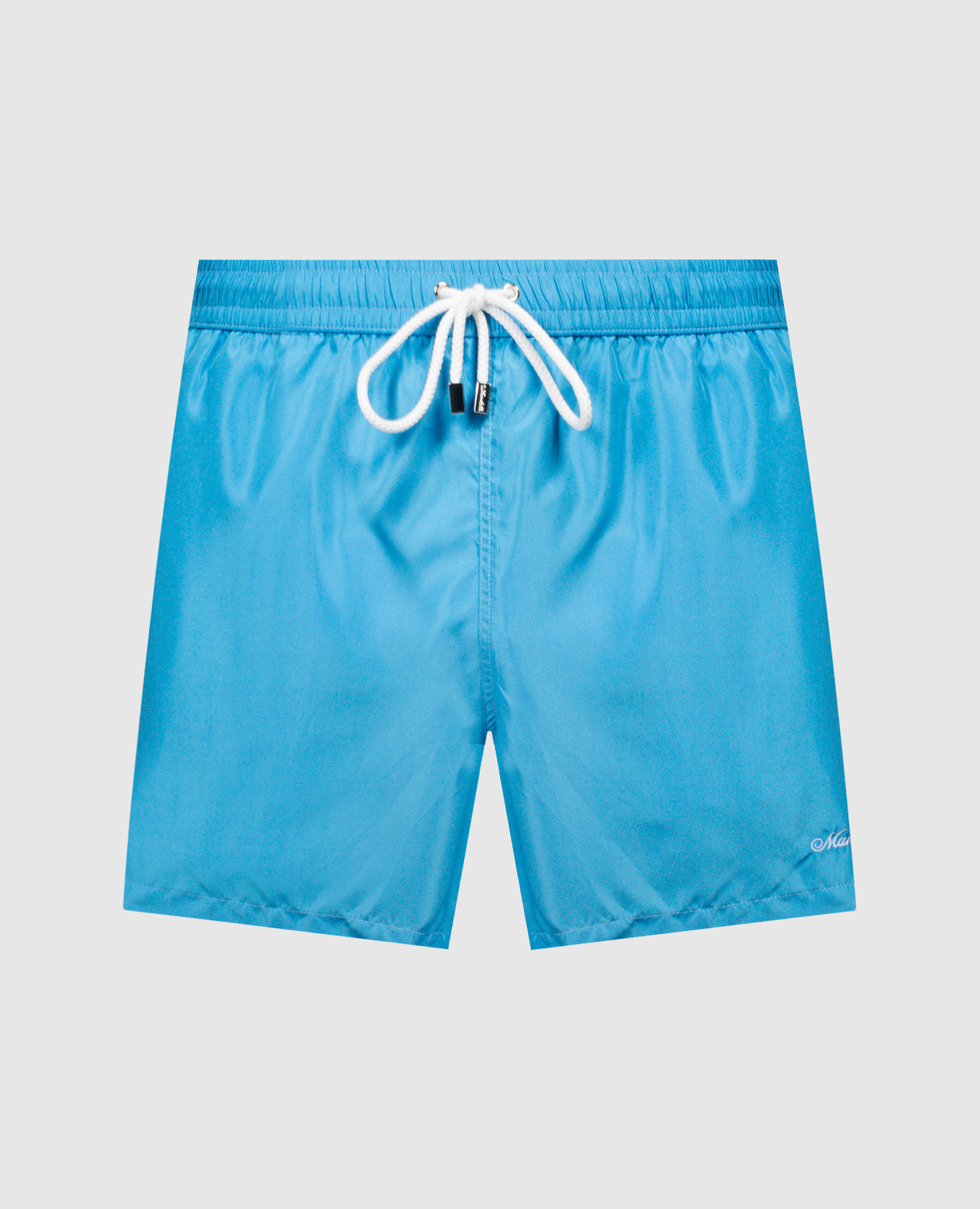 Blue swim shorts with logo embroidery