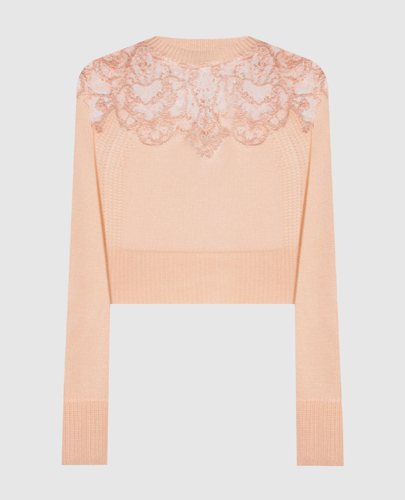 Розовый свитер из кашемира с кружевом